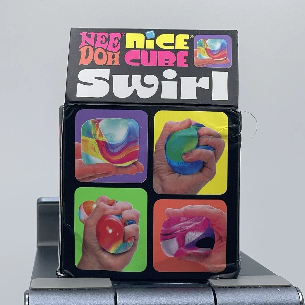 Needoh Nice Cube Swirl Lot Of 3 Fidget Toys Sensory Green Purple Super Squish